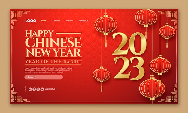 Modèle de page de destination de célébration du festival du nouvel an chinois réaliste