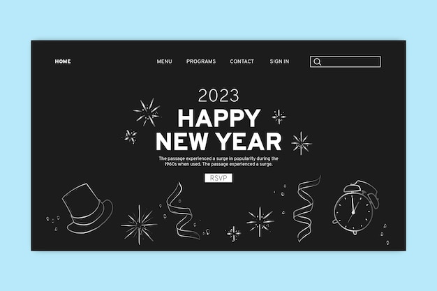 Vecteur gratuit modèle de page de destination de célébration du nouvel an 2023