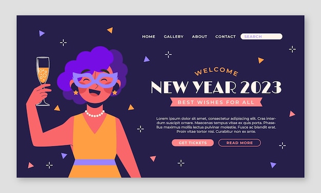 Vecteur gratuit modèle de page de destination de célébration du nouvel an
