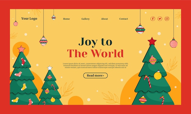 Vecteur gratuit modèle de page de destination de célébration de la saison de noël