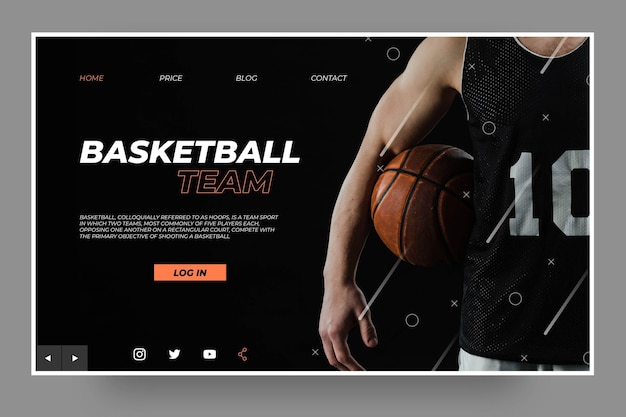 Vecteur gratuit modèle de page de destination de champion de basket-ball