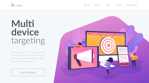 Vecteur gratuit modèle de page de destination de ciblage multi-appareils