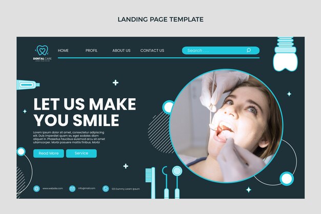 Modèle de page de destination de clinique dentaire design plat