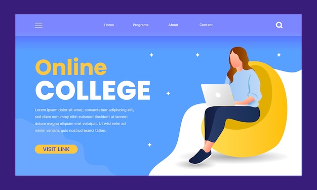 Vecteur gratuit modèle de page de destination de collège en ligne dégradé