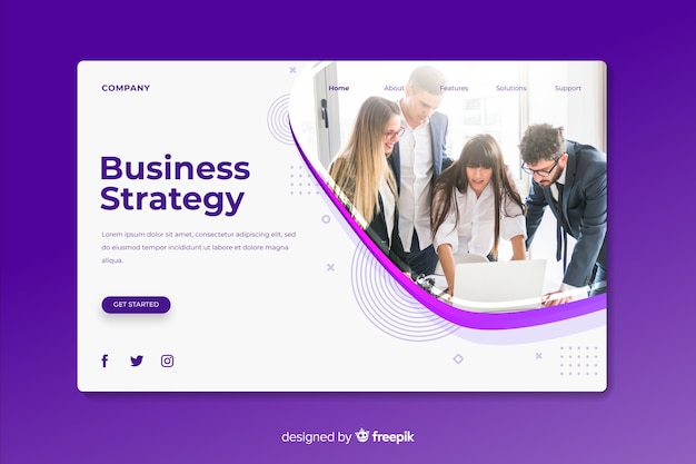 Modèle de page de destination commerciale avec photo