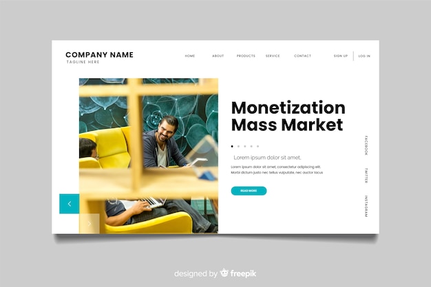 Modèle De Page De Destination Commerciale Avec Photo