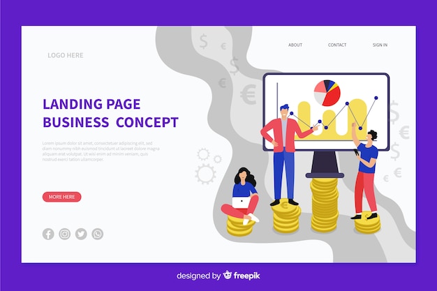 Vecteur gratuit modèle de page de destination de concept d'affaires
