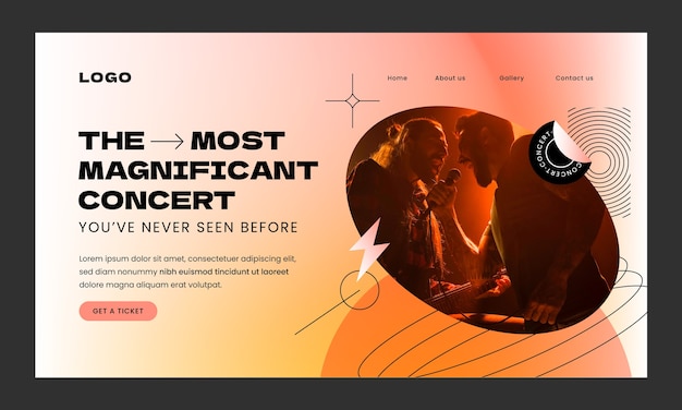 Vecteur gratuit modèle de page de destination de concert de musique