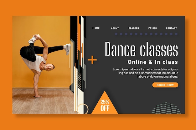 Modèle de page de destination des cours de danse