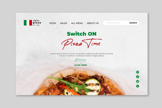 Modèle de page de destination de la cuisine italienne