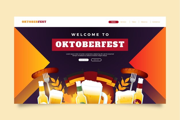 Modèle de page de destination dégradé pour le festival oktoberfest