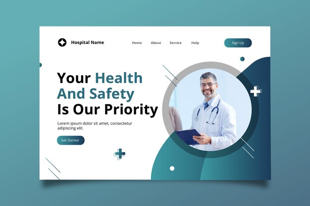 Modèle de page de destination dégradé pour les hôpitaux et les soins de santé