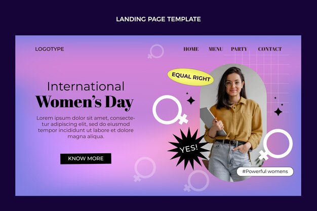 Modèle de page de destination dégradé pour la journée internationale de la femme