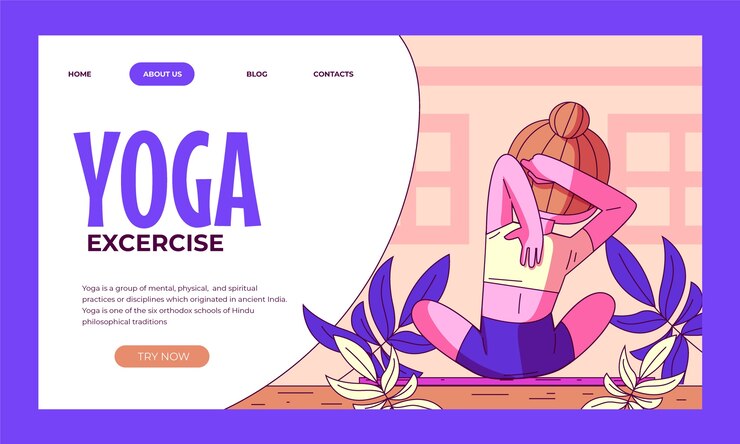 Vecteur gratuit modèle de page de destination dessiné à la main pour la célébration de la journée internationale du yoga