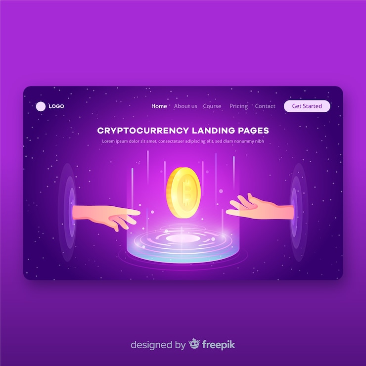Vecteur gratuit modèle de page de destination du concept de crypto-monnaie