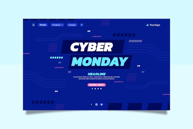 Modèle de page de destination du cyber lundi à plat