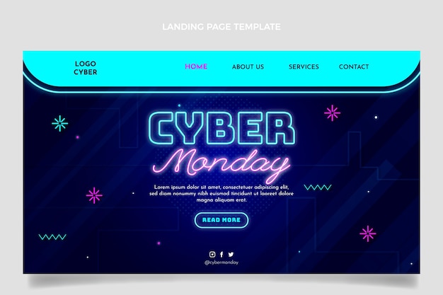 Vecteur gratuit modèle de page de destination du cyber lundi réaliste