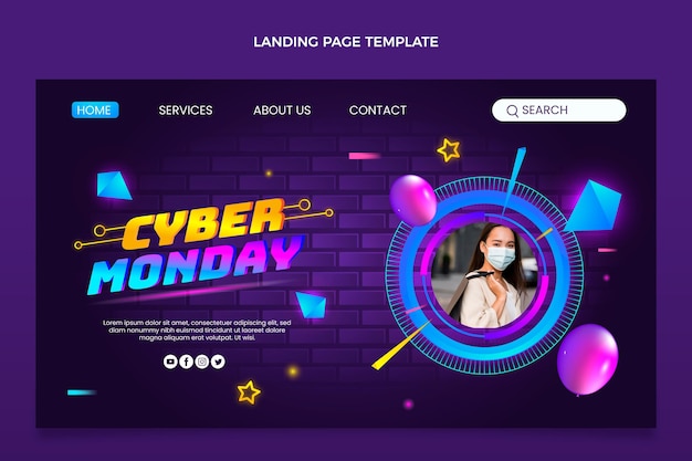 Modèle de page de destination du cyber lundi réaliste