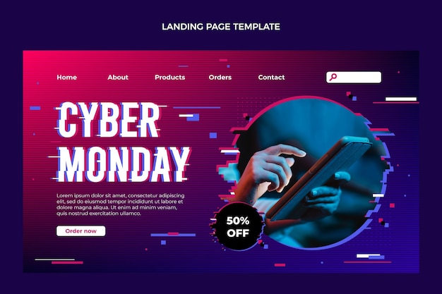 Vecteur gratuit modèle de page de destination du cyber lundi réaliste