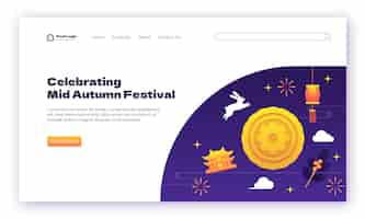 Vecteur gratuit modèle de page de destination du festival de la mi-automne dégradé