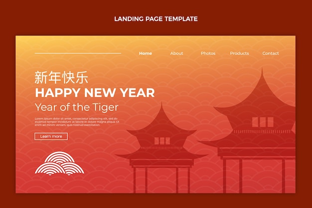 Vecteur gratuit modèle de page de destination du nouvel an chinois dégradé