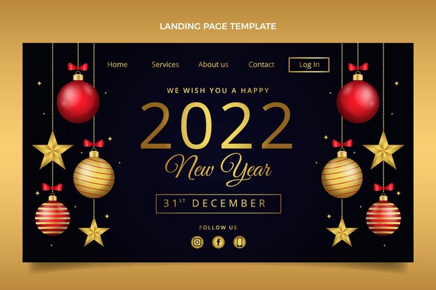 Modèle de page de destination du nouvel an en dégradé