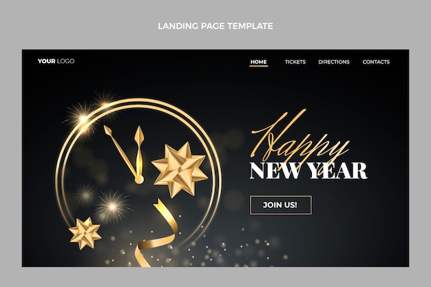 Modèle de page de destination du nouvel an en dégradé