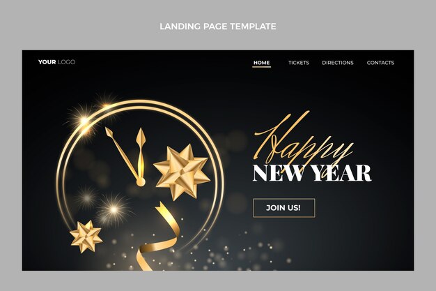 Modèle de page de destination du nouvel an en dégradé