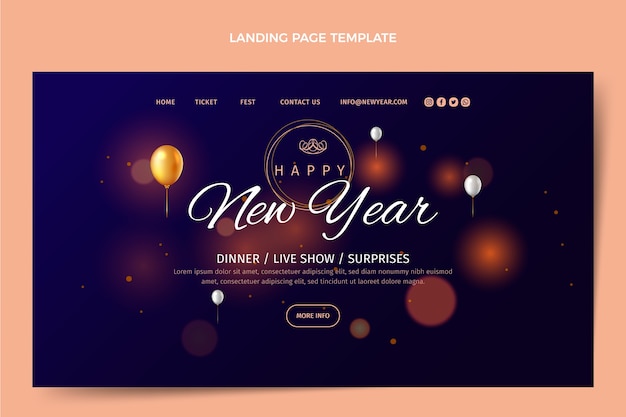 Modèle de page de destination du nouvel an en dégradé