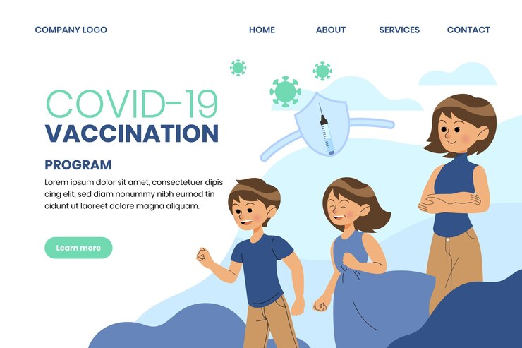 Vecteur gratuit modèle de page de destination du vaccin contre le coronavirus illustré