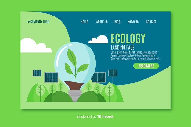 Modèle De Page De Destination D'écologie Plate