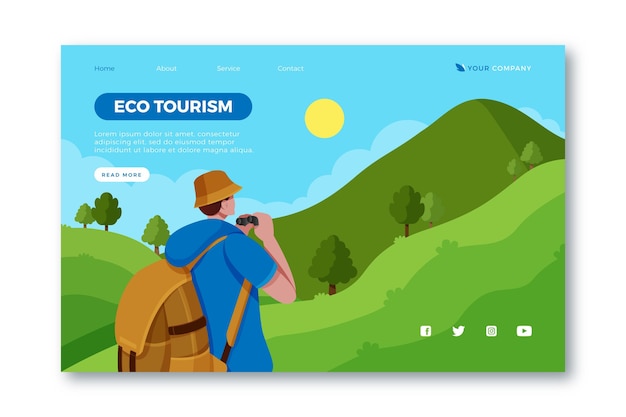 Vecteur gratuit modèle de page de destination écotourisme