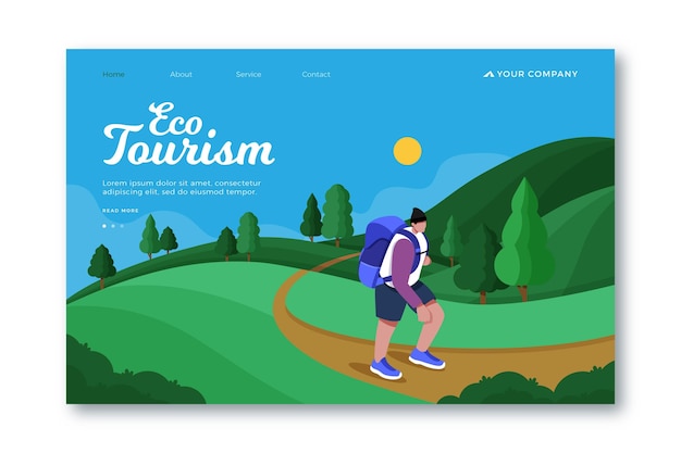 Vecteur gratuit modèle de page de destination écotourisme