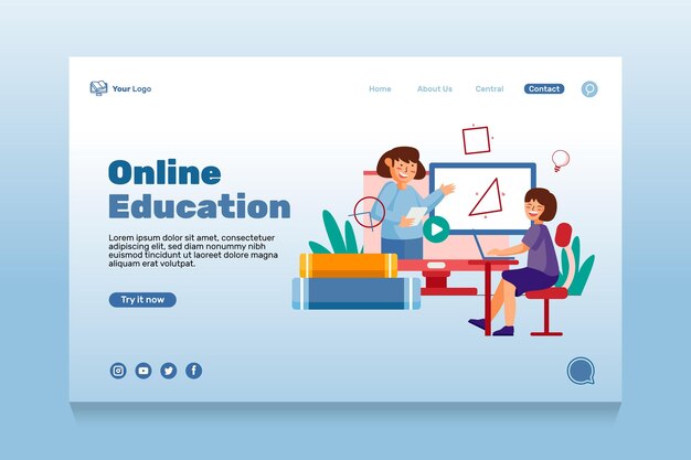 Modèle de page de destination de l'éducation en ligne