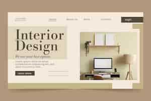 Vecteur gratuit modèle de page de destination d'entreprise de design d'intérieur plat