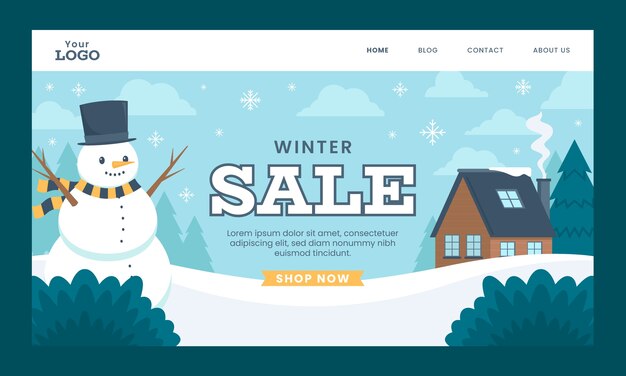 Modèle de page de destination d'entreprise de vente de saison d'hiver