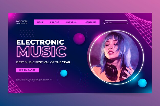 Modèle de page de destination d'événement de musique électronique