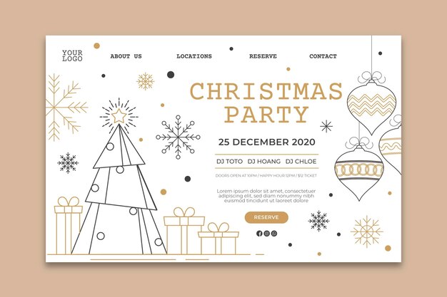 Modèle de page de destination de fête de Noël