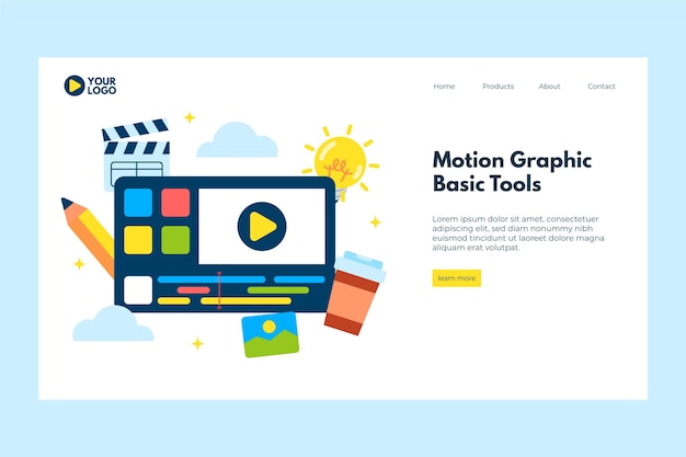 Vecteur gratuit modèle de page de destination flat motiongraphics