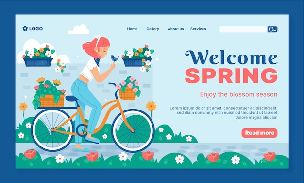 Vecteur gratuit modèle de page de destination florale pour la célébration du printemps