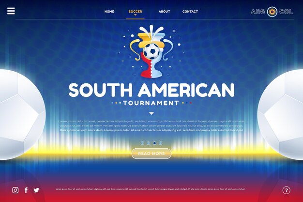 Modèle de page de destination de football sud-américain dégradé