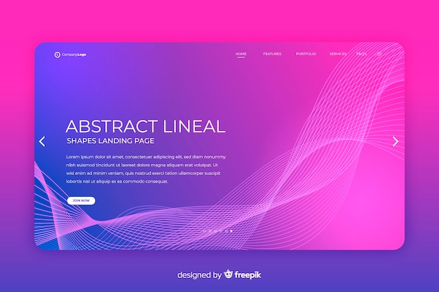 Modèle De Page De Destination De Formes Abstraites Linéaires