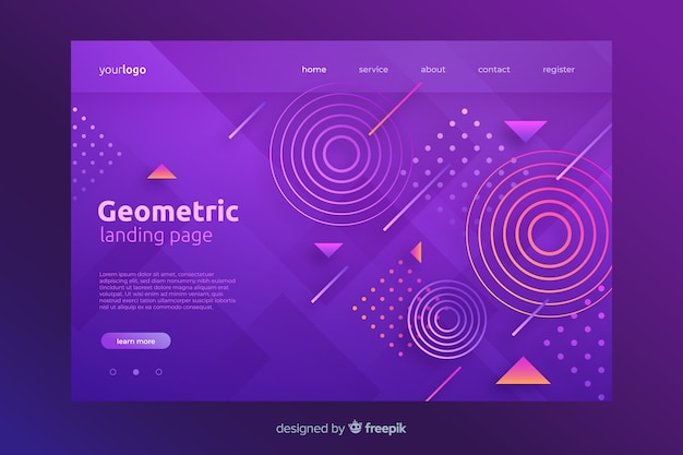 Vecteur gratuit modèle de page de destination de formes géométriques