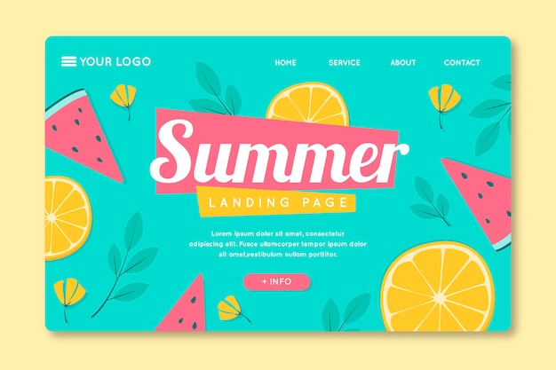 Vecteur gratuit modèle de page de destination avec des fruits