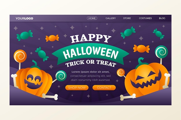 Modèle De Page De Destination Halloween Dégradé