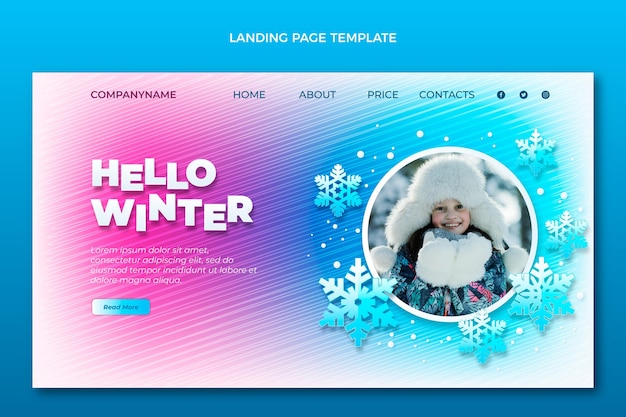 Vecteur gratuit modèle de page de destination hiver réaliste