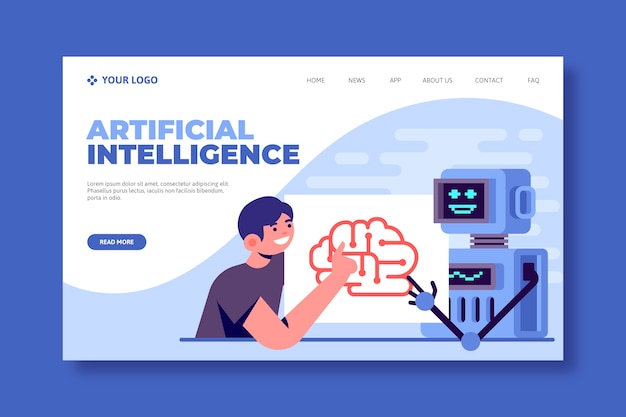 Modèle De Page De Destination De L'intelligence Artificielle