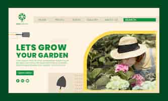 Vecteur gratuit modèle de page de destination de jardinage plat