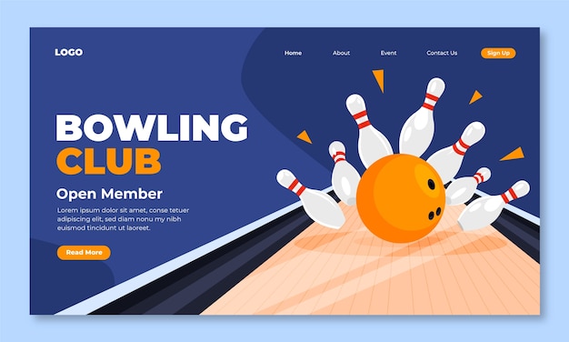 Modèle De Page De Destination De Jeu De Bowling