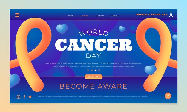 Modèle De Page De Destination De La Journée Mondiale Du Cancer En Dégradé